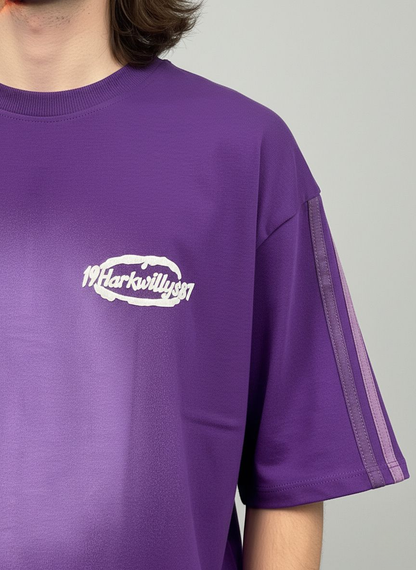 Willys 1987 Oversized Drop Shoulder Purple T-Shirt – Soft & Cozy Vintage Unisex Streetwear