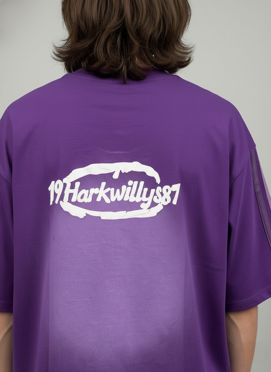 Willys 1987 Oversized Drop Shoulder Purple T-Shirt – Soft & Cozy Vintage Unisex Streetwear